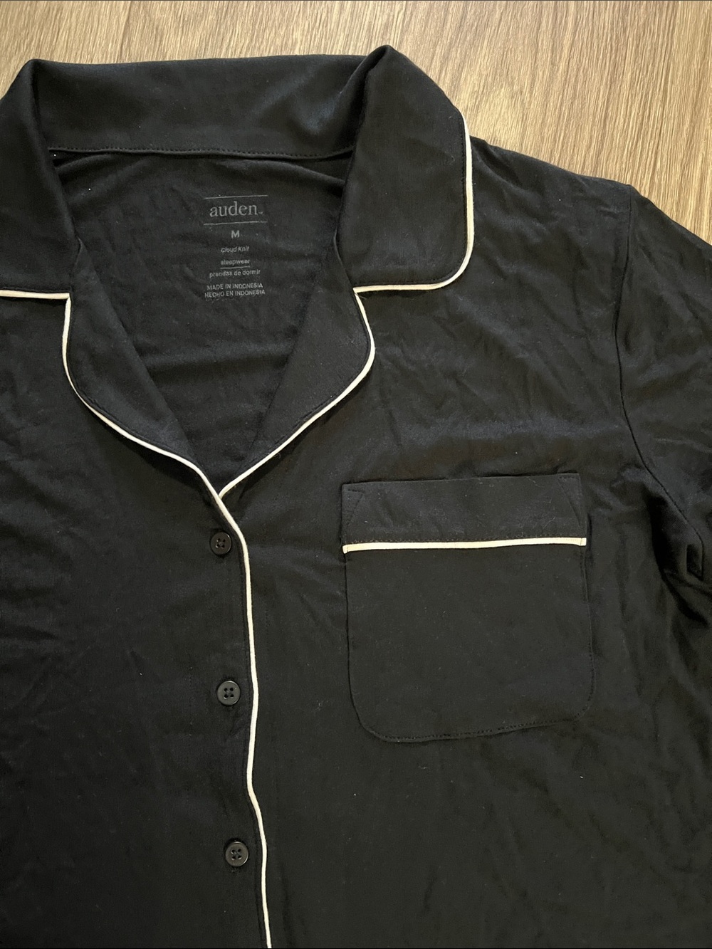 NWT- AUDEN Cloud-Knit Black Short Sleeve Pajama Shirt Sleepwear - Picture 5 of 10